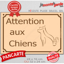 Attention aux Chiens, Plaque de Rue pluriel Beige panneau affiche pancarte portail couleur plusieurs chiens