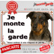 Beauceron Arlequin, plaque portail "Je Monte la Garde, risques et périls" Berger Beauce bleu merle pancarte attention au chien