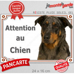 Berger de Beauce Arlequin Tête, plaque portail "Attention au Chien" pancarte panneau Beauceron merle Harlequin photo