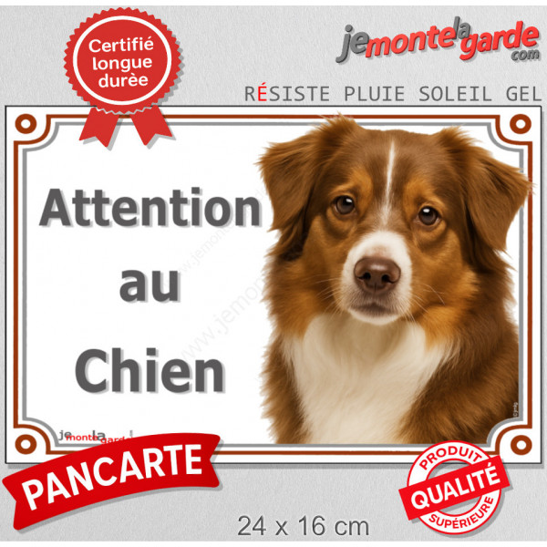 Berger Américain Miniature tricolore rouge, plaque portail "Attention au Chien" pancarte photo panneau aussie TOY australien