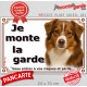 Berger Américain Miniature tricolore rouge, plaque portail "Je Monte la Garde, risques périls" pancarte photo panneau aussie TOY
