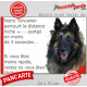 Berger Belge Tervueren, plaque humour "distance Niche-Portail moins 3 secondes" pancarte drôle photo Attention au Chien