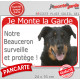Beauceron noir et feu, Plaque Portail Extérieure "Je Monte la Garde, surveille protège" photo Berger de Beauce attention chien