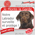 Labrador Chocolat, plaque rouge "Je Monte la Garde, surveille, protège" 24 cm RED