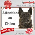 Berger Hollandais, plaque portail extérieure photo "Attention au Chien" 24 cm LUX