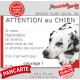 Dalmatien couché, plaque portail humour "Attention au Chien, Jetez Vous au Sol" pancarte photo panneau drôle blanc tâches noire
