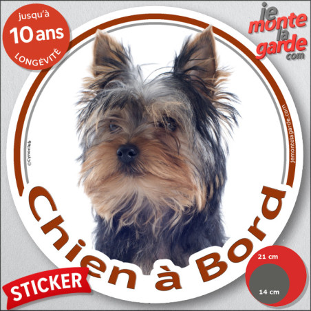 Yorkshire Terrier, disque voiture extérieure "Chien à Bord" 2 tailles D