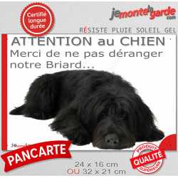 Plaque humour "Attention au Chien, Merci de ne pas déranger notre Briard noir" 2 Tailles D