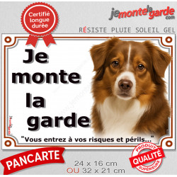 Berger Américain Miniature tricolore rouge, plaque portail "Je Monte la Garde, risques périls" pancarte photo panneau aussie TOY