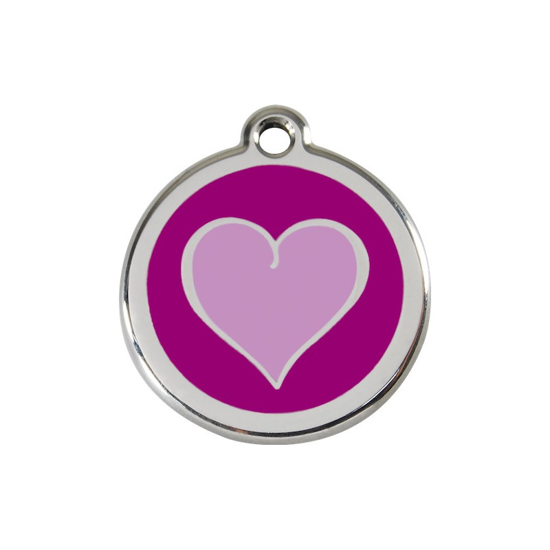Médailles Identité Coeur Bicolore Violet chien et chat Médailles Identité Coeur Bicolore Violet chien et chat