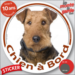 Airedale Terrier, disque photo autocollant voiture "Chien à Bord" Sticker adhésif