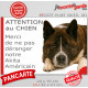 Plaque portail humour extérieure "Attention au Chien, Merci de ne pas déranger notre Akita Américain bringé" Photo drôle fatigué