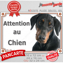 Dobermann noir et Feu Tête, Plaque portail "Attention au Chien" panneau affiche pancarte photo