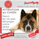 Plaque humour "Attention au Chien, Merci de ne pas déranger notre Akita Américain fauve masque noir" 2 Tailles D