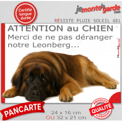 Plaque humour "Attention au Chien, Merci de ne pas déranger notre Leonberg" 2 Tailles D