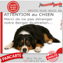 Plaque humour "Attention au Chien, Merci de ne pas déranger notre Berger Australien tricolore noir" 2 Tailles D