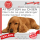 Plaque portail humour extérieure "Attention au Chien, Merci de ne pas déranger notre Cocker Anglais Golden" Photo drôle fatigué 