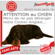 Plaque portail humour extérieure "Attention au Chien, Merci de ne pas déranger notre Cocker Anglais noir et feu" photo sieste