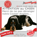 Plaque humour "Attention au Chien, Merci de ne pas déranger notre Cocker Anglais bleu et feu" 2 Tailles D