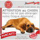 Plaque portail humour extérieure "Attention au Chien, Merci de ne pas déranger notre Dogue Allemand fauve" Photo drôle fatigué