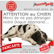 Plaque portail humour extérieure "Attention au Chien, Merci de ne pas déranger notre Dogue Allemand arlequin" Photo drôle fatigu