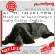 Plaque portail humour extérieure "Attention au Chien, Merci de ne pas déranger notre Cocker Anglais bleu" photo sieste fatigué