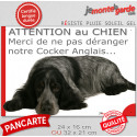 Plaque humour "Attention au Chien, Merci de ne pas déranger notre Cocker Anglais bleu" 2 Tailles D