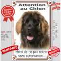 Leonberg , plaque portail verticale "Attention au Chien, pas sans autorisation" 2 tailles VL