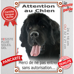 Terre neuve noir, plaque portail verticale "Attention au Chien, entrez pas sans autorisation" pancarte panneau photo