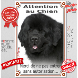Terre neuve noir, plaque portail verticale "Attention au Chien, entrez pas sans autorisation" pancarte panneau photo