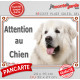 Montagne des Pyrénées tout blanc, plaque portail "Attention au Chien" Panneau pancarte affiche photo Patou