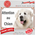 Montagne des Pyrénées tout blanc, plaque portail "Attention au Chien" 2 tailles LUX D
