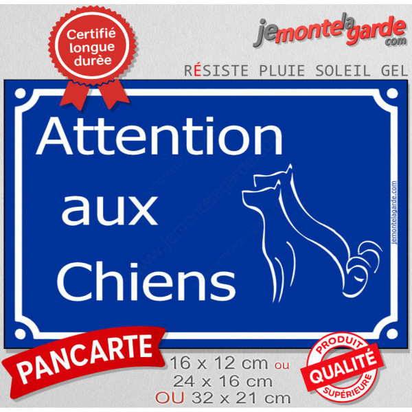 "Attention auX ChienS" Plaque de rue bleue portail pluriel extérieur panneau affiche pancarte plusieurs chiens