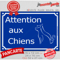 Plaque bleue extérieure pluriel "Attention auX ChienS" au pluriel 3 tailles D