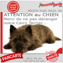 Plaque humour "Attention au Chien, Merci de ne pas déranger notre Cairn Terrier bringé" 2 Tailles D
