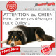 Plaque portail humour extérieure "Attention au Chien, Merci de ne pas déranger notre Colley tricolore" Photo drôle fatigué siest