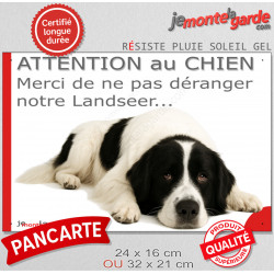 Plaque humour "Attention au Chien, Merci de ne pas déranger notre Landseer" 2 Tailles D