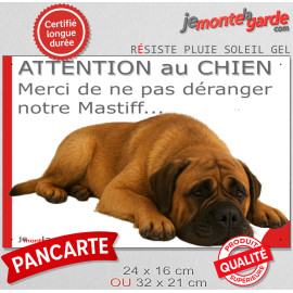 Plaque portail humour extérieure "Attention au Chien, Merci de ne pas déranger notre Mastiff" Photo drôle fatigué feignant, rési