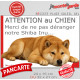 Plaque portail humour extérieure "Attention au Chien, Merci de ne pas déranger notre Shiba Inu rouge" Photo drôle fatigué feigna