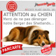 Plaque portail humour extérieure "Attention au Chien, Merci de ne pas déranger notre Berger Shetland Zibeline fauve" Photo drôle