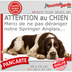 Plaque humour "Attention au Chien, Merci de ne pas déranger notre Springer Spaniel foie" 2 Tailles D