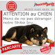 Plaque portail humour extérieure "Attention au Chien, Merci de ne pas déranger notre Shiba Inu noir et feu" Photo drôle fatigué 