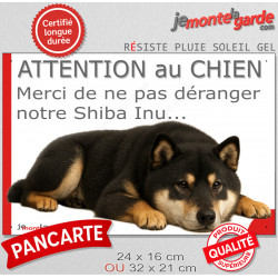Plaque humour "Attention au Chien, Merci de ne pas déranger notre Shiba Inu noir et feu" 2 Tailles D