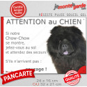 Chow-Chow noir, plaque extérieure humour "Attention au Chien, Jetez Vous au Sol" 2 tailles JET