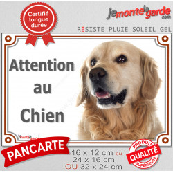 Golden Retriever, plaque portail photo "Attention au Chien" 3 tailles LUX D