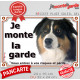 Berger Australien Tricolore Noir Tête, Plaque Je Monte la Garde, panneau affiche, risques périls pancarte attention au chien
