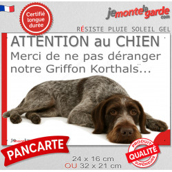 Plaque portail humour extérieure "Attention au Chien, Merci de ne pas déranger notre Griffon Korthals" Photo drôle fatigué