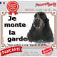 Cocker Anglais bleu, plaque portail "Je Monte la Garde, risques périls" panneau pancarte spaniel attention au chien photo