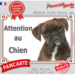 Boxer bringé, plaque portail photo extérieure "Attention au Chien" 2 tailles LUX D