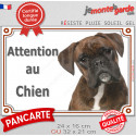 Boxer bringé, plaque portail photo extérieure "Attention au Chien" 2 tailles LUX D